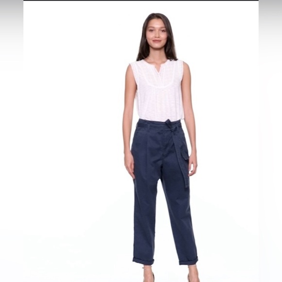 Pleated Tie Belt Girlfriend Chinos - Picture 3 of 8